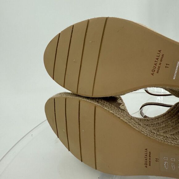 Aquatalia Jiliana Suede Stitch Wedge Espadrille Sandals Size 11 Waterproof Tan - Picture 13 of 15